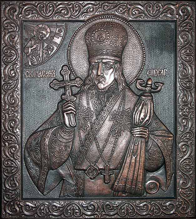 Святой Иоасаф Епископ Белгородский. 57*49 см. Листовая медь 1 мм