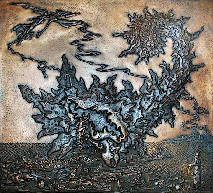 Апокалипсис. картина "...жалок, наг, слеп человек...". 59 x 53 см, листовая медь 0,8 мм