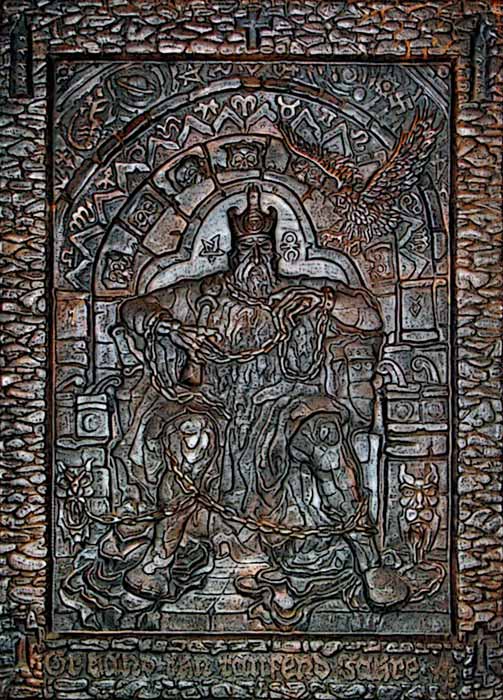 Апокалипсис. картина "И сковал он его на тысячу лет". 60 x 82 см, листовая медь 0,8 мм 