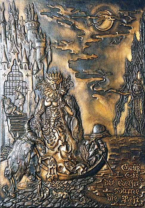 Апокалипсис. картина "Приветствую вас, благородная дама Чума" 71-50 см, листовая медь 0,8 мм